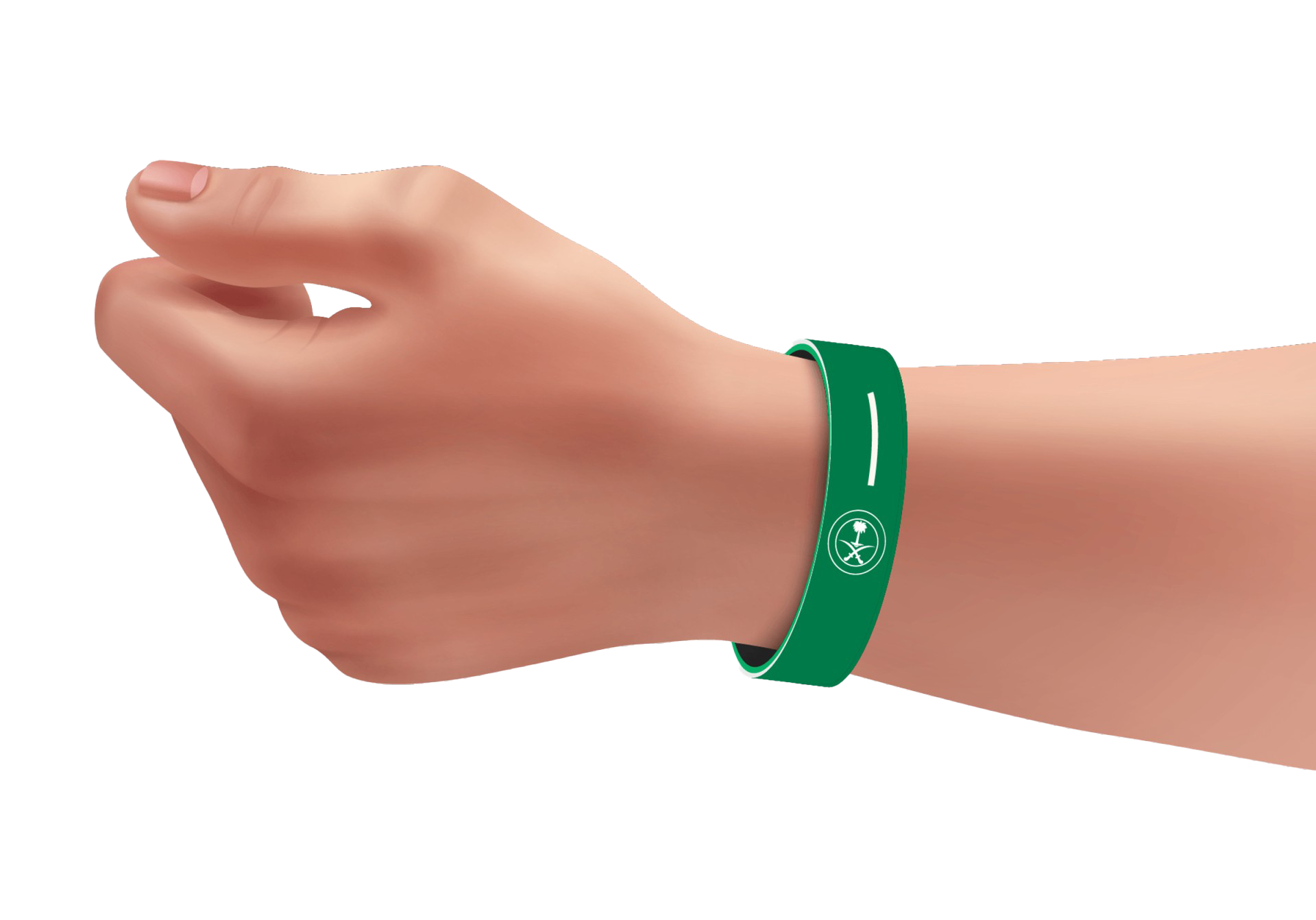 Hand wearing RFID bracelet